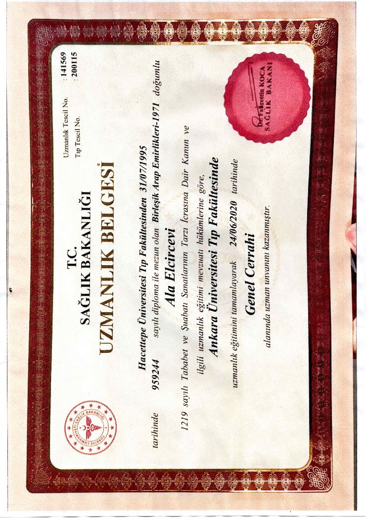 Genel Cerrahi Uzmanlık Belgesi